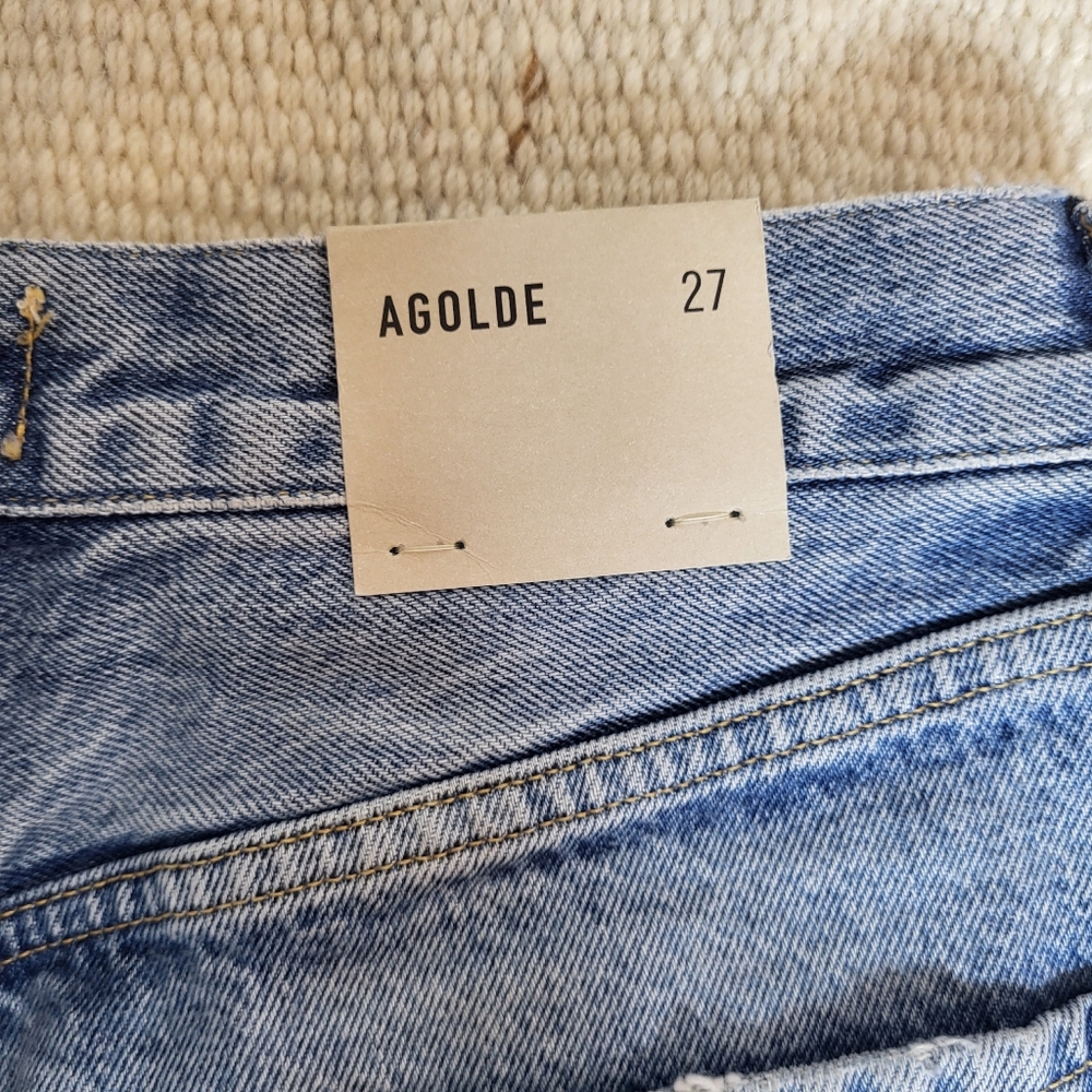 NWT Agolde Jaden High Rise Cut Off Short in Swapmeet Blue Sz 27 - Picture 9 of 11